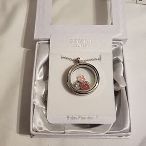 Women's Crystal Jewelry Round pendant necklace with 4 charms